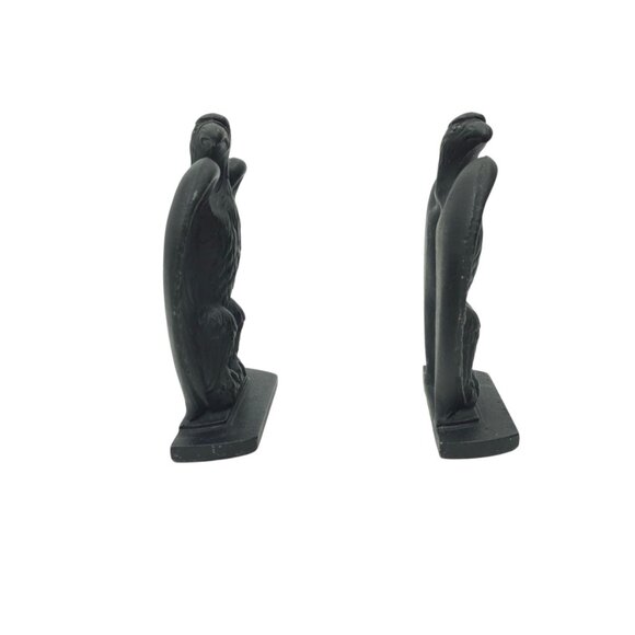 Cast Iron Eagle Bookends Pair Black Vintage Americana Heavy Patriotic Doorstop - Picture 5 of 12
